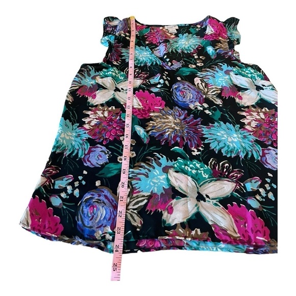 J.Crew Printed Black Turquoise Pink Floral Ruffle Sleeve Pullover Top NWOT - Picture 10 of 13